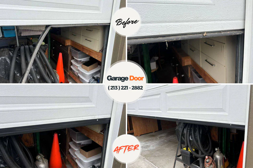 Before and after: garage door repair Suncrest, WA